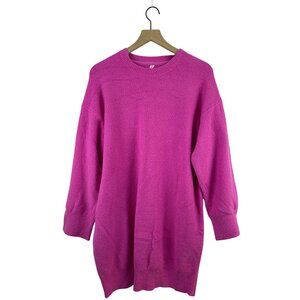 Anthropologie Daily Practice Womens Medium Oversiz Fuschia Boucle Sweater Dress